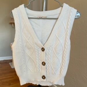 White Cable Knit Buttoned Comfy Vest